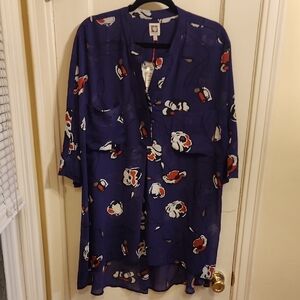 Anne Klein Deep Purple Floral Tunic Top